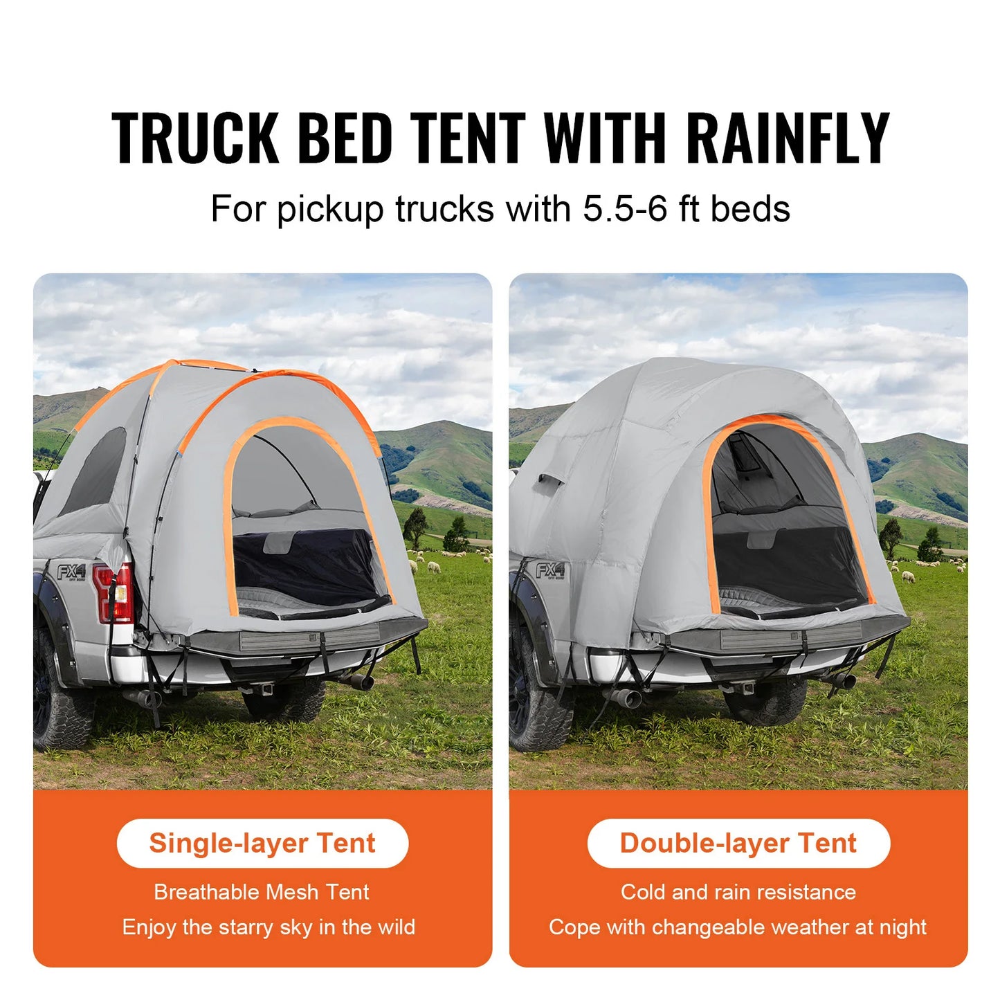 SucceBuy Truck Bed Tent With Rainfly For Camping Travel