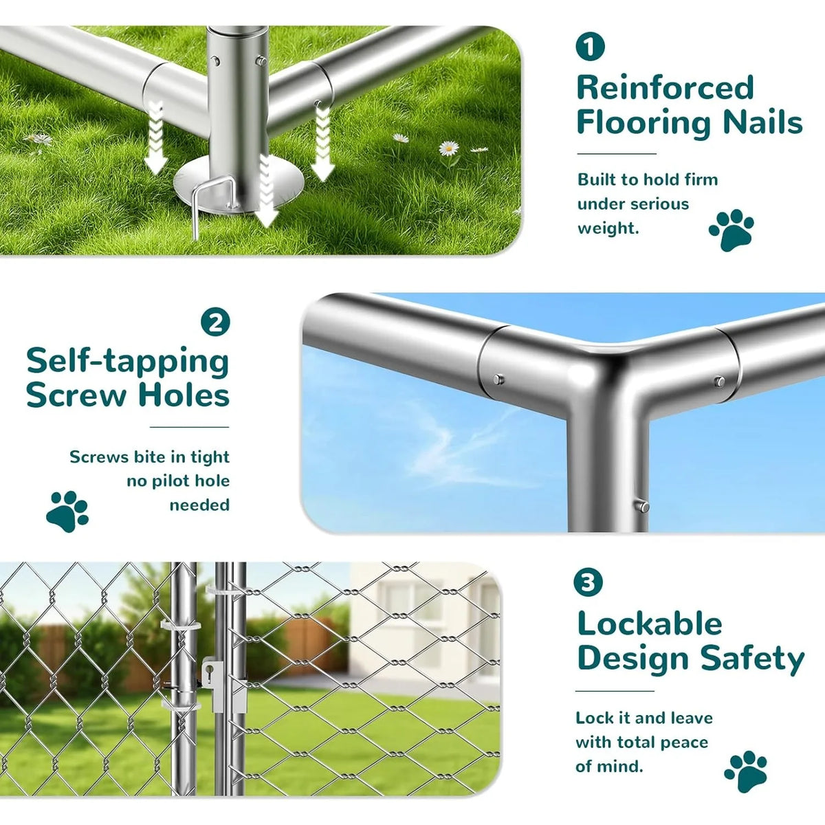 XIUWO Heavy Duty Outdoor Dog Kennel With Lockable Weatherproof Cover