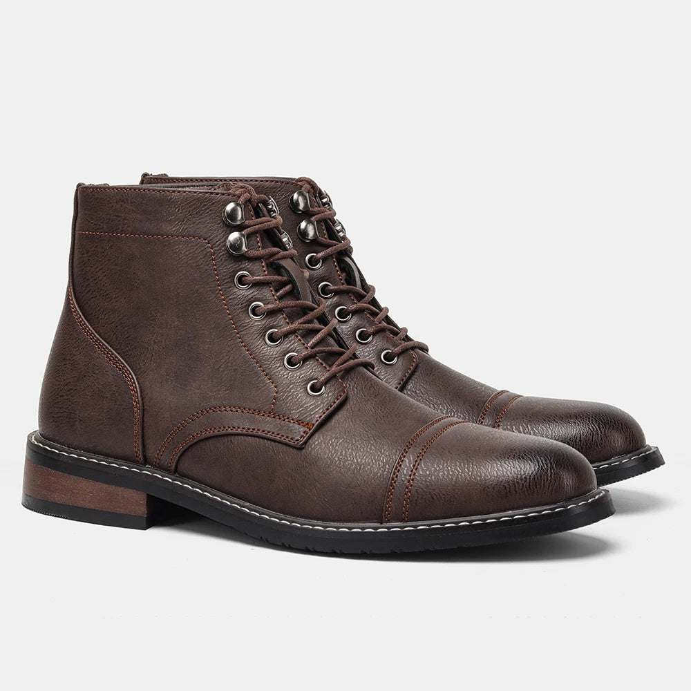 Hecrafted Retro Mens Ankle Boots Leather Comfort Spring Fashion