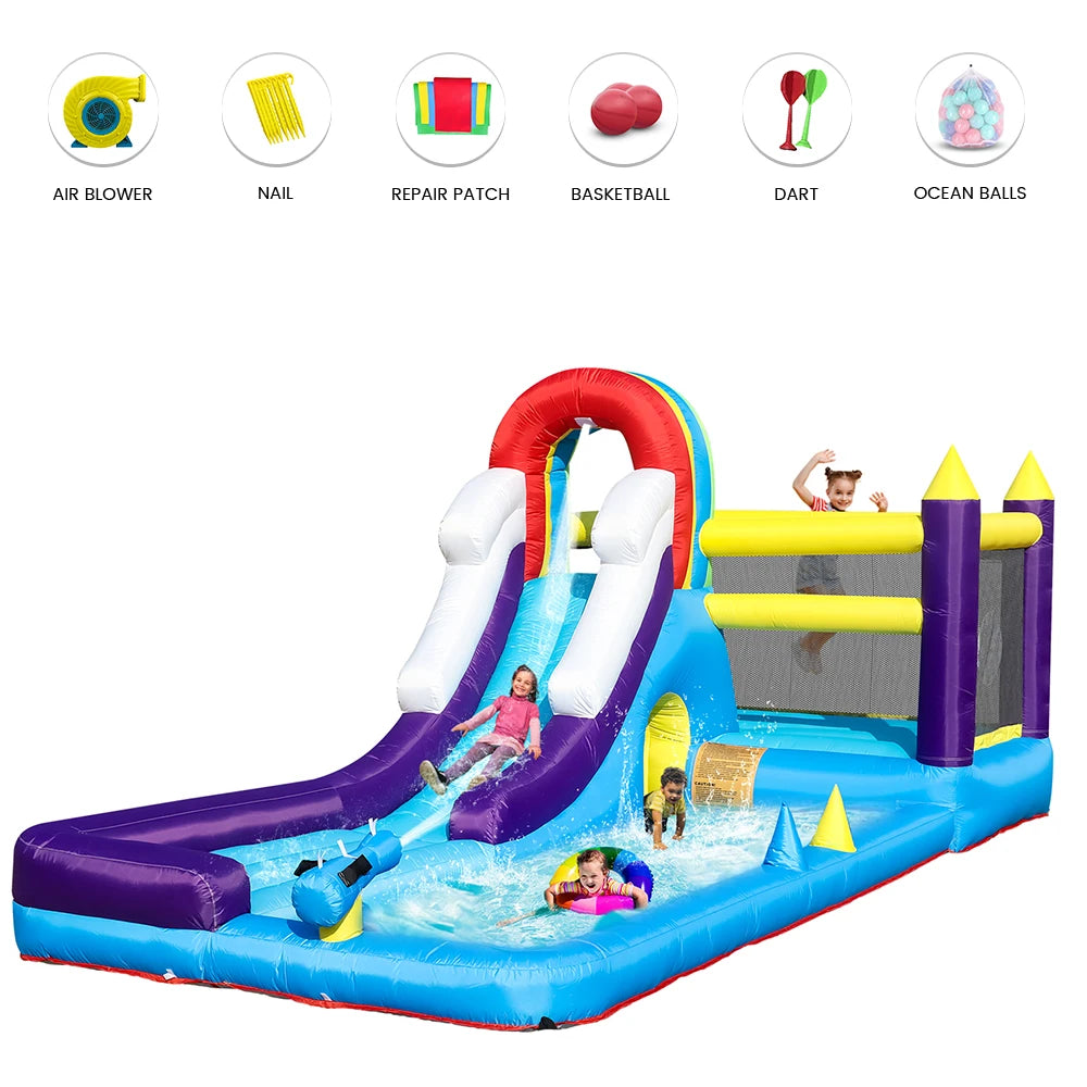 RTS Inflatable Water Slide With Splash Pool For Kids Backyard Party