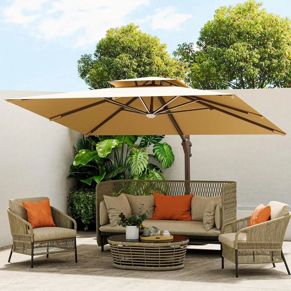 Cantilever Patio Umbrella With Base Included, 360 Rotation