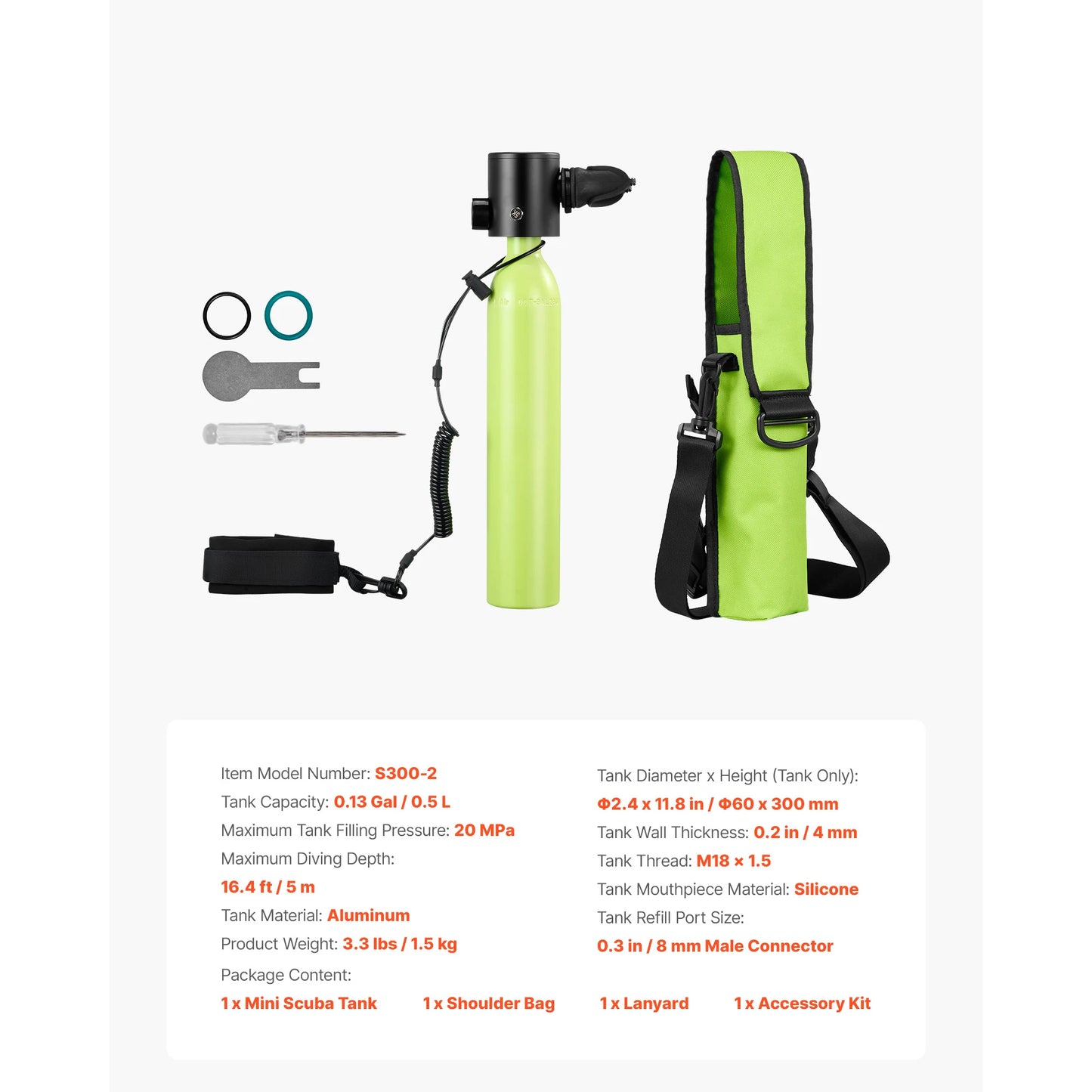 SucceBuy Mini Scuba Tank Portable Pony Bottle For Snorkeling