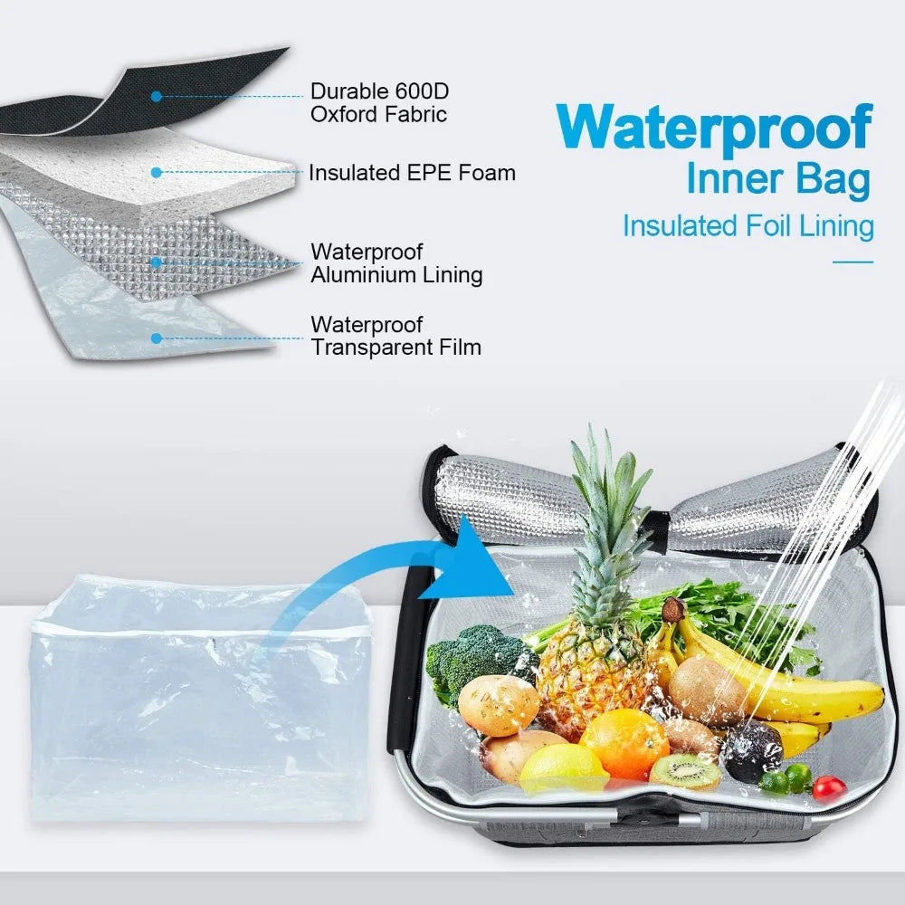 NBVCX Insulated Picnic Basket With Foldable Leakproof Pockets