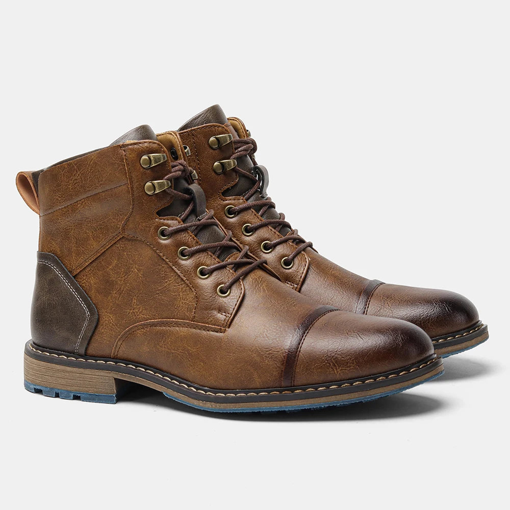 Hecrafted Retro Mens Ankle Boots Leather Comfort Spring Fashion