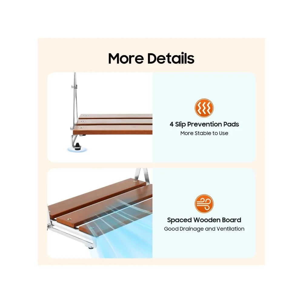 Bymaocar 3 Tier Folding Outdoor Storage Rack With Wood Shelves