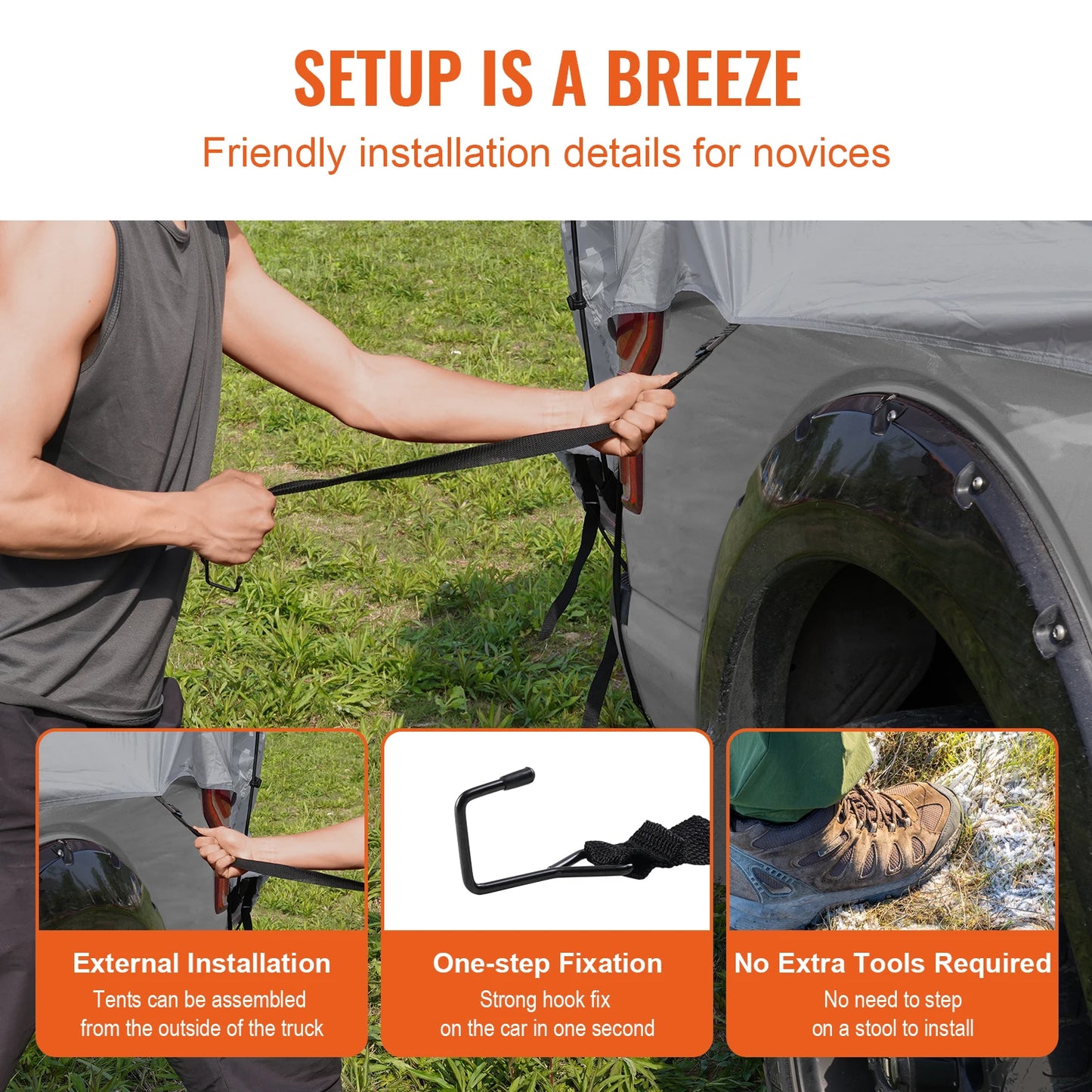 SucceBuy Truck Bed Tent With Rainfly For Camping Travel