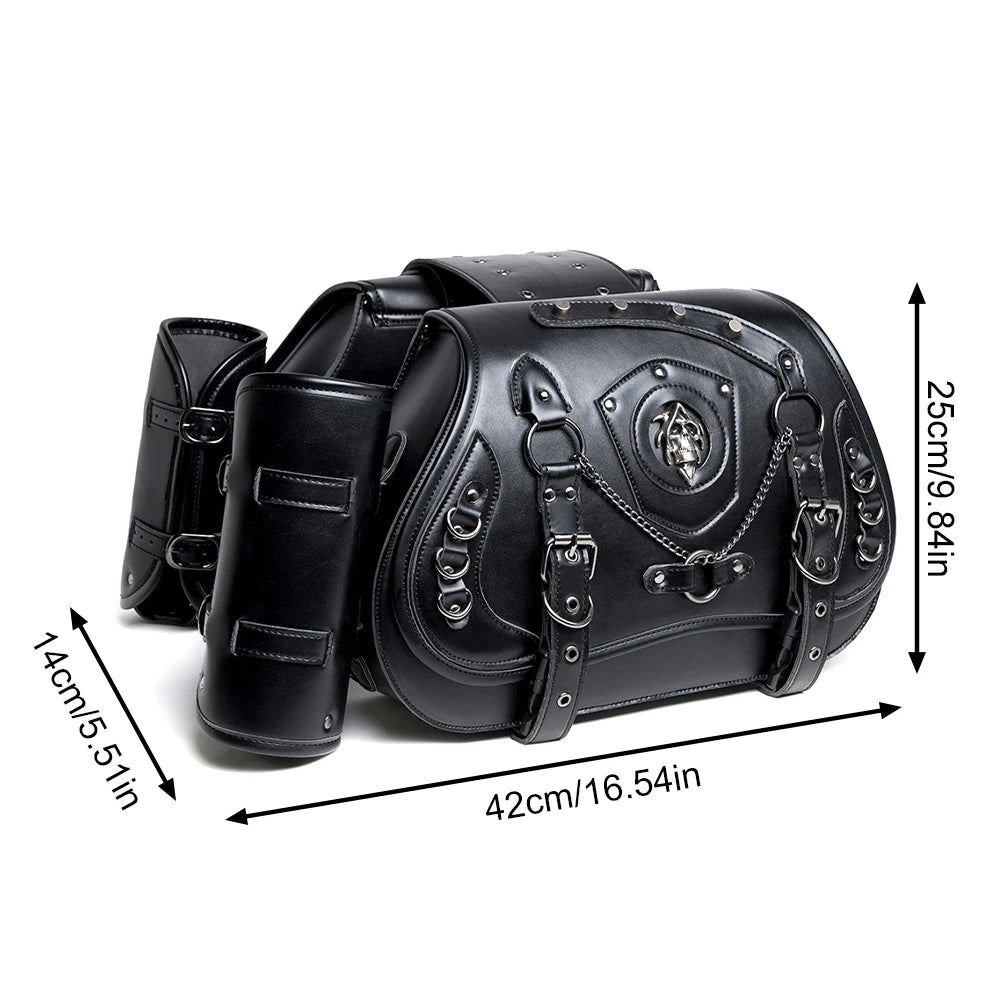 ALLOYSEED Motorcycle Saddle Bags Pair Waterproof Retro Punk Locomotive