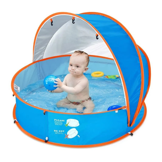 Kids Paddling Pool With UV Sun Shelter And Mosquito Net