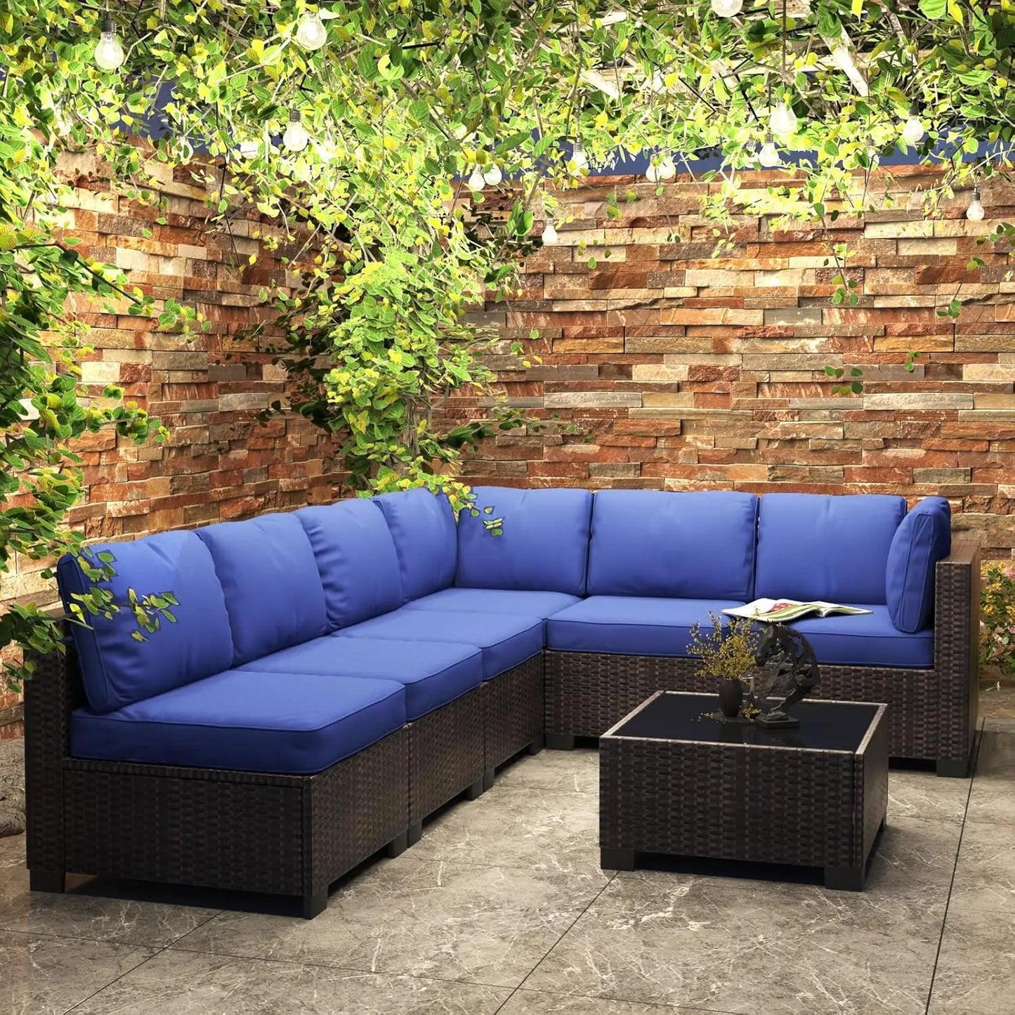 HobbyLane 7-Piece Modular Outdoor Furniture Set With PE Rattan