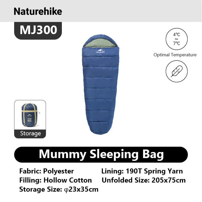 Naturehike MJ300 Mummy Sleeping Bag Polyester Winter Camping Adult