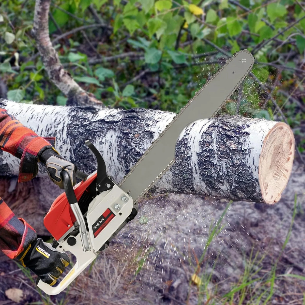 Portable Gas Powered Chainsaw for Tree and Wood Cutting