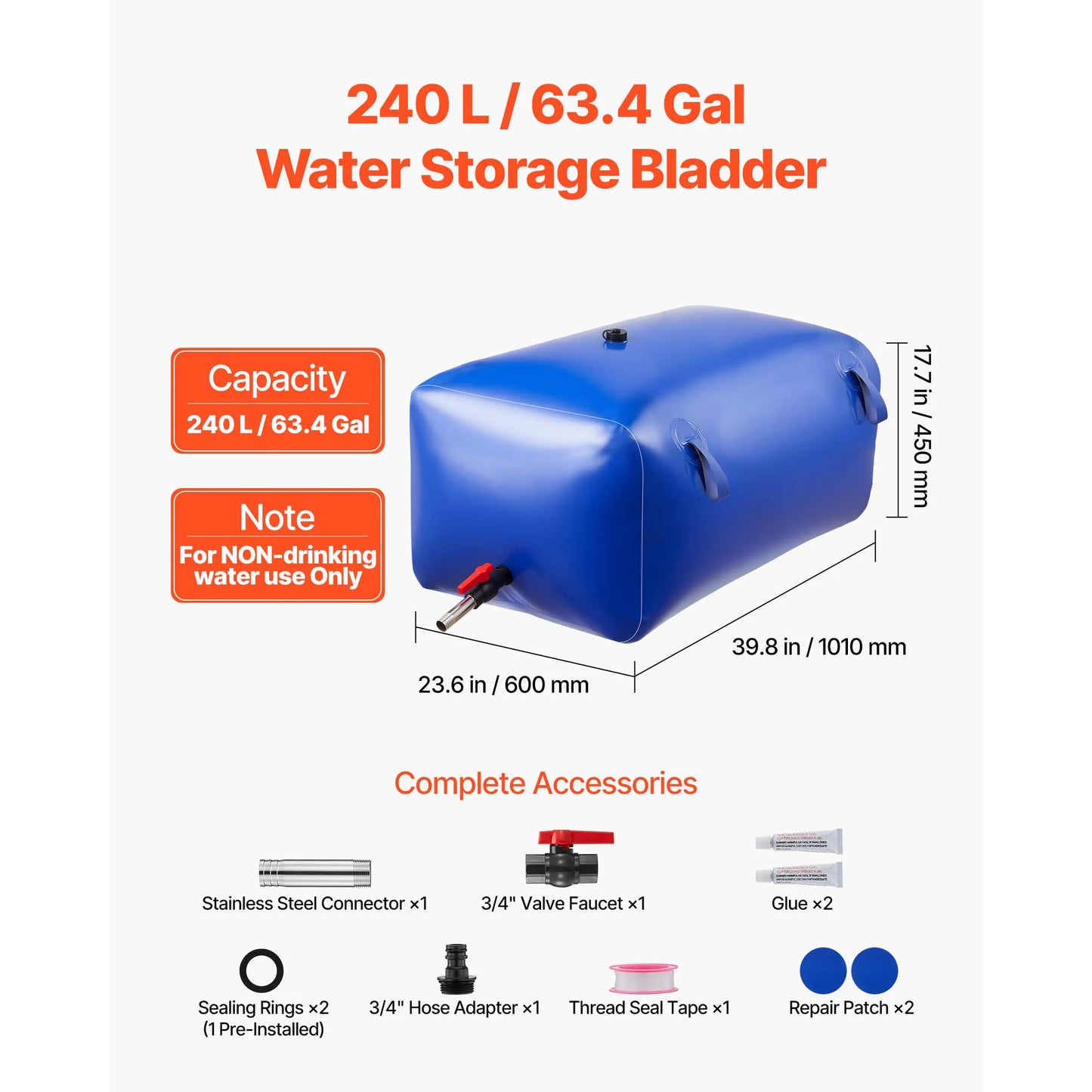 SucceBuy Water Storage Bladder TPU Portable Collapsible Water Bag