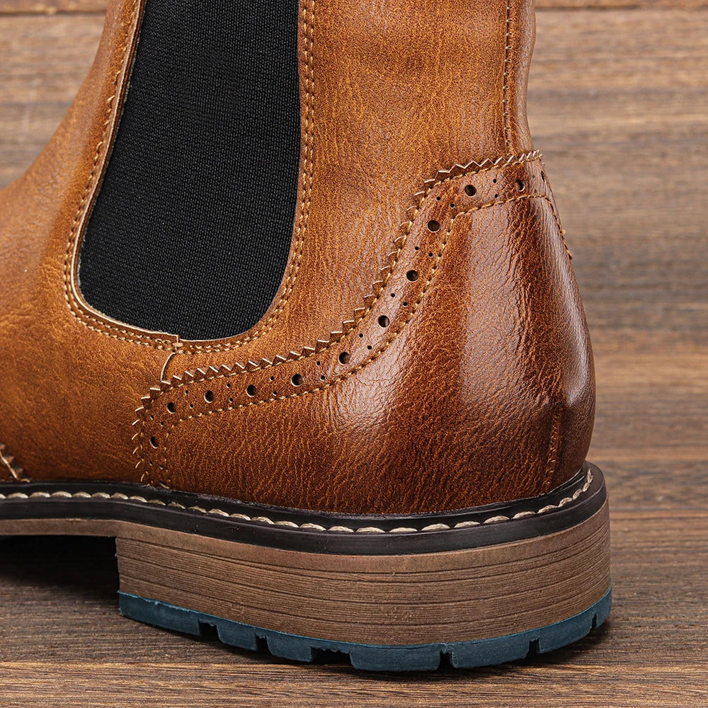 Hecrafted Mens Casual Chelsea Ankle Boots With Elastic Sides