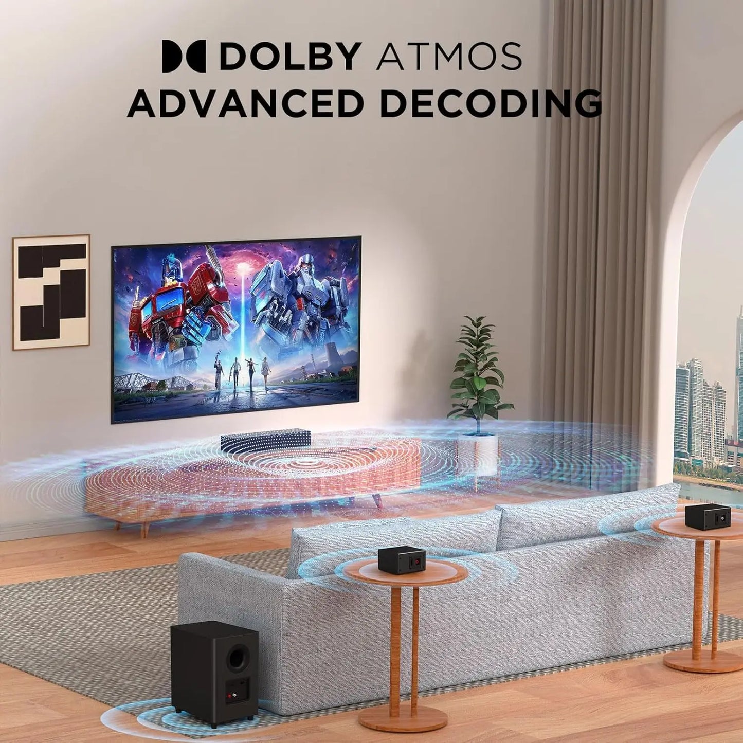 Dolby Atmos 5.1 Soundbar With Wireless Subwoofer And Surround Speakers