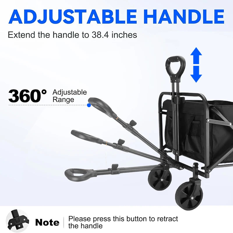 All-Terrain Folding Wagon Cart Heavy Duty For Camping And Shopping