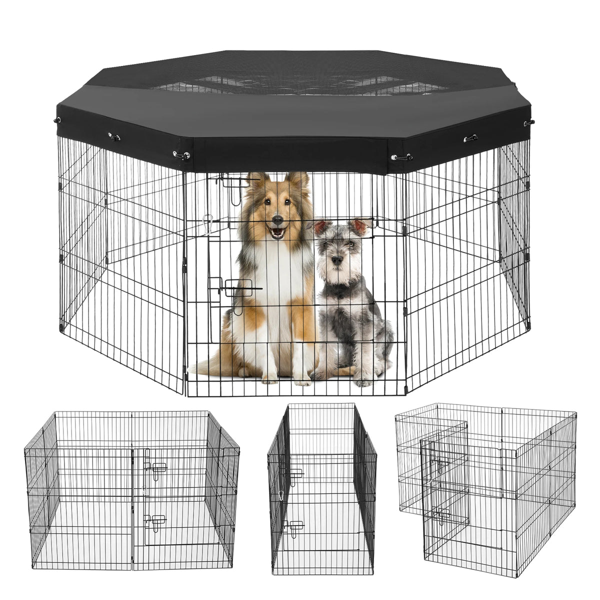 VEVOR Foldable Metal Dog Playpen With Oxford Fabric Top Cover