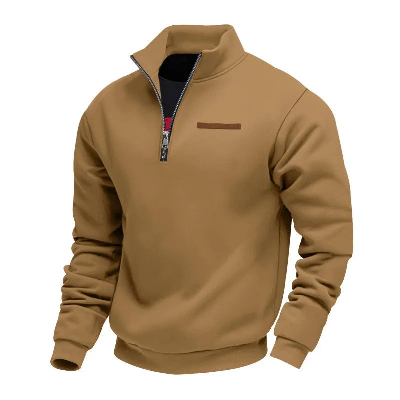 American Heavy Fleece Half Zip Mens Sweater Stand Up Collar