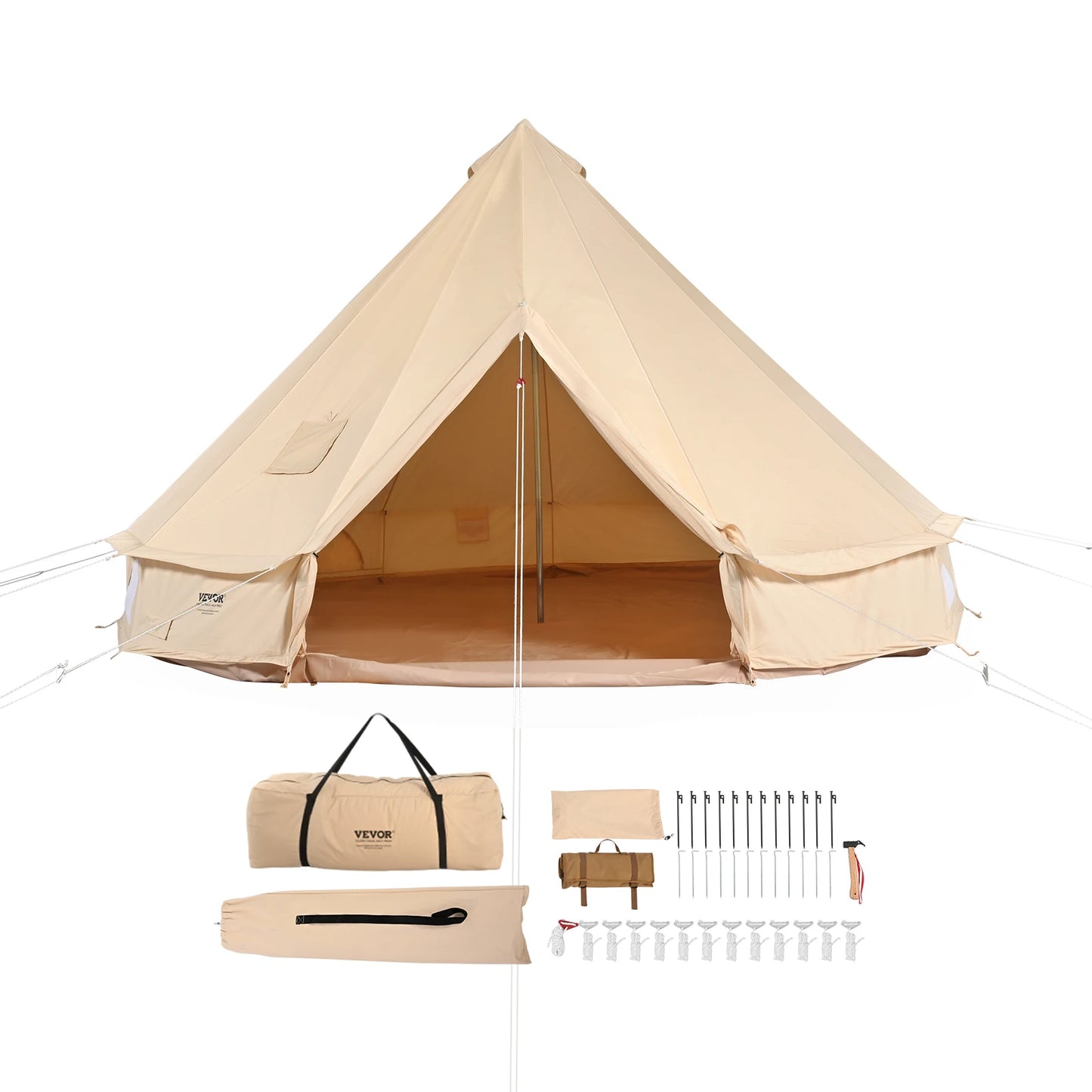 SucceBuy Canvas Bell Tent For Camping 4 Seasons Breathable Shelter