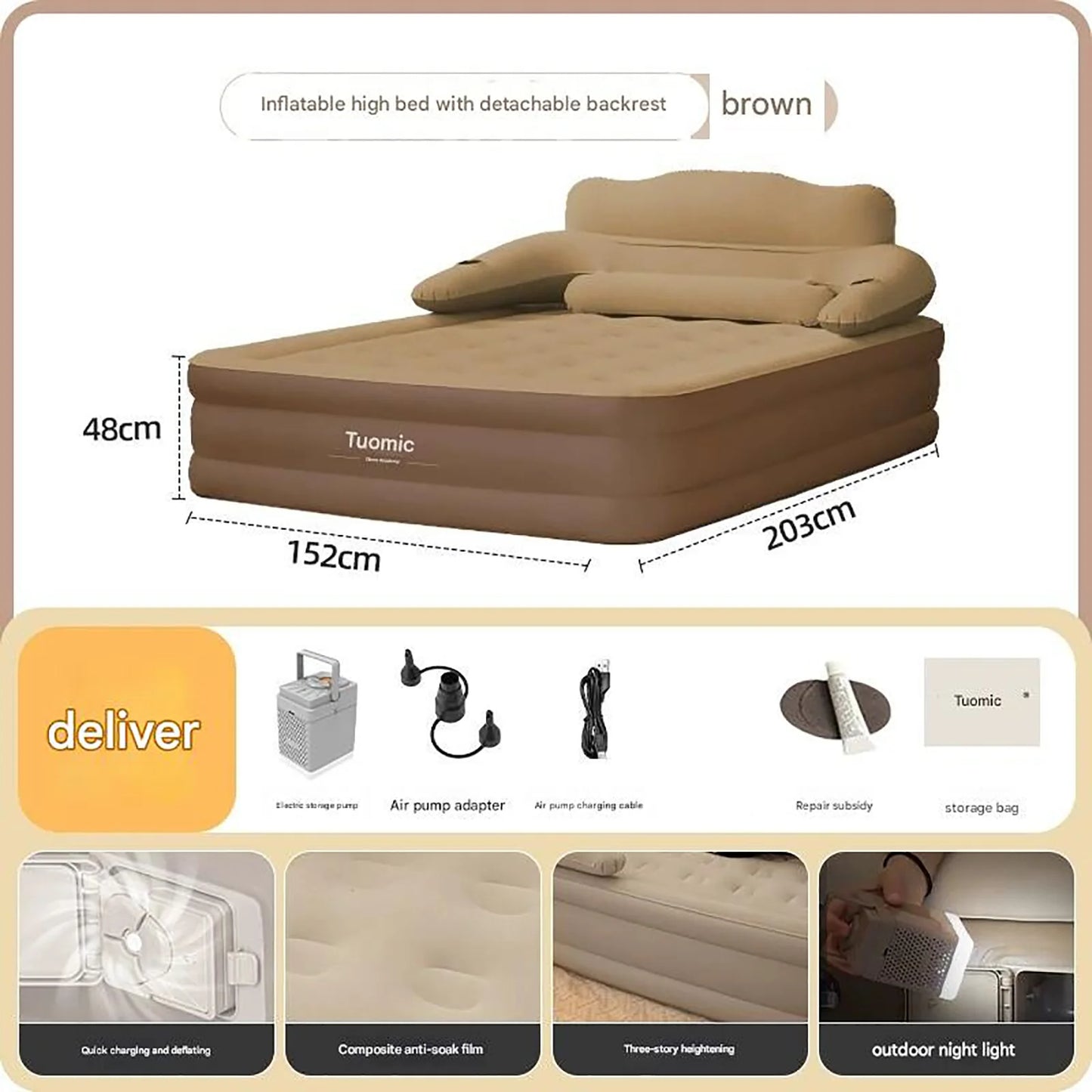 Thickened Automatic Inflatable Camping Mattress With Built In Pump