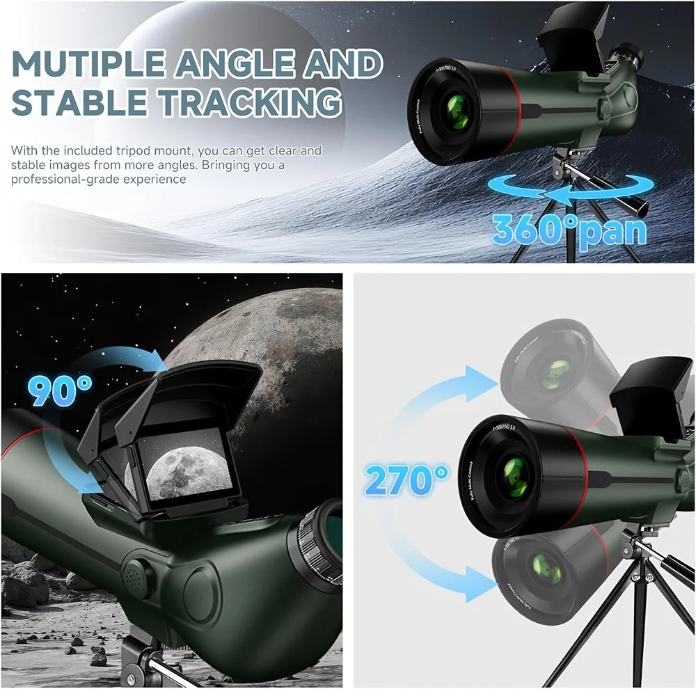 Hrvzdvw Digital Spotting Scope With Screen 4K Auto Focus
