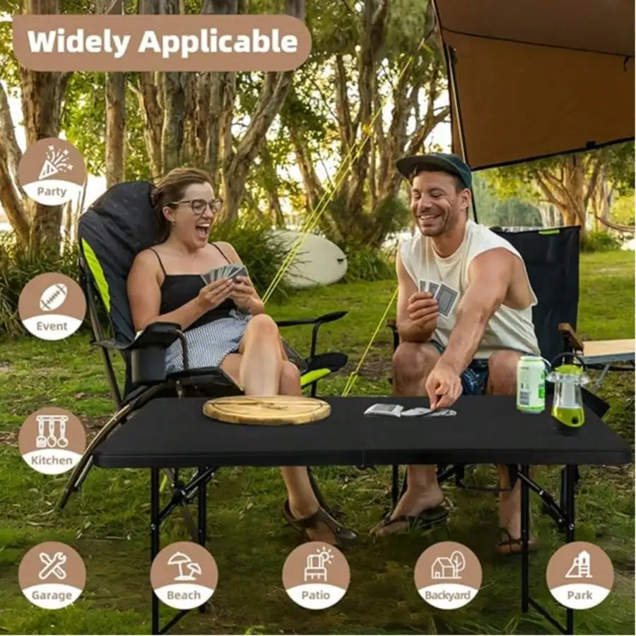 Portable Folding Table With Adjustable Height For Indoor Outdoor Use