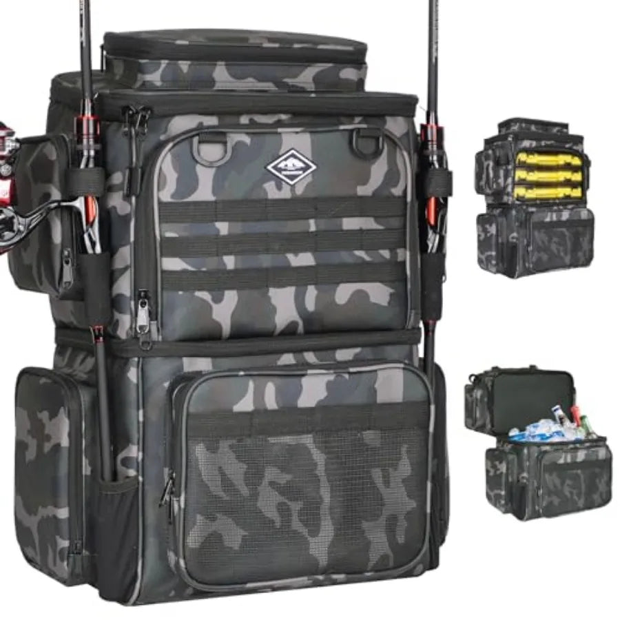 Waterproof Fishing Tackle Backpack With Cooler And Rod Holders