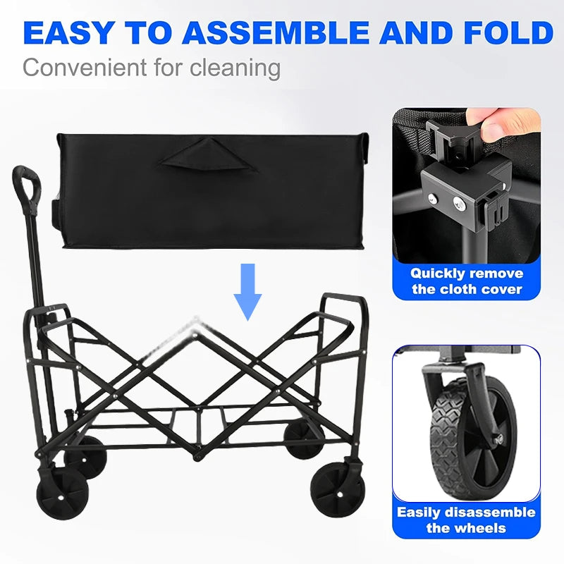 All-Terrain Folding Wagon Cart Heavy Duty For Camping And Shopping