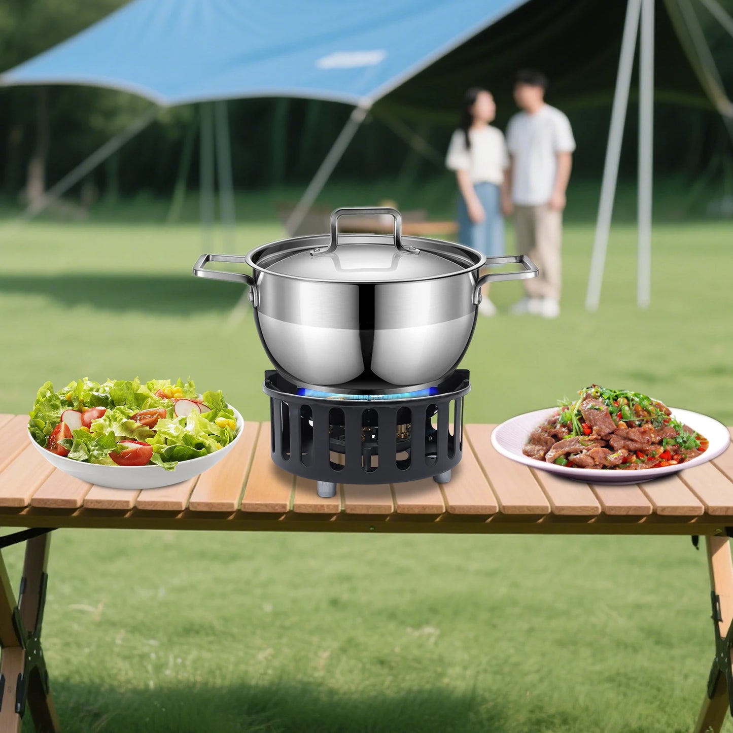 Rolled Steel Portable Camping Stove 72000BTU Windproof Cooker