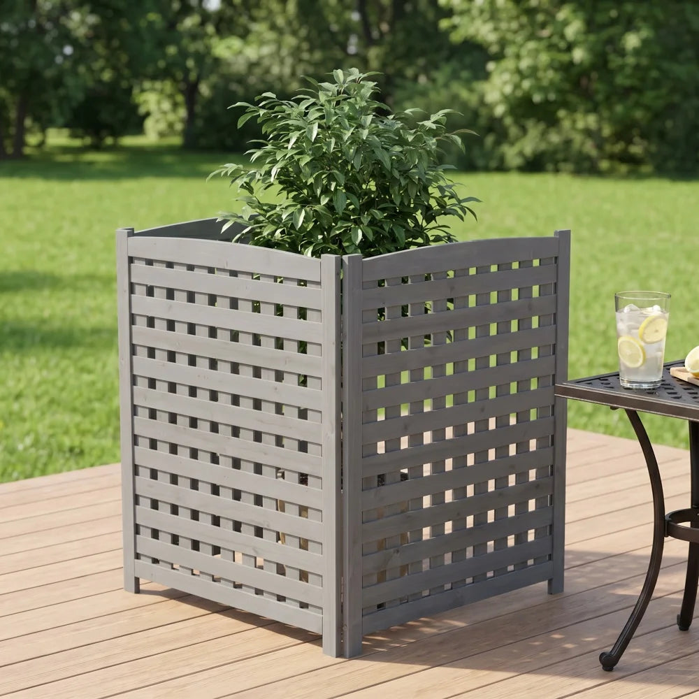 Wooden Outdoor Air Conditioner Privacy Screen Freestanding Garden Fence