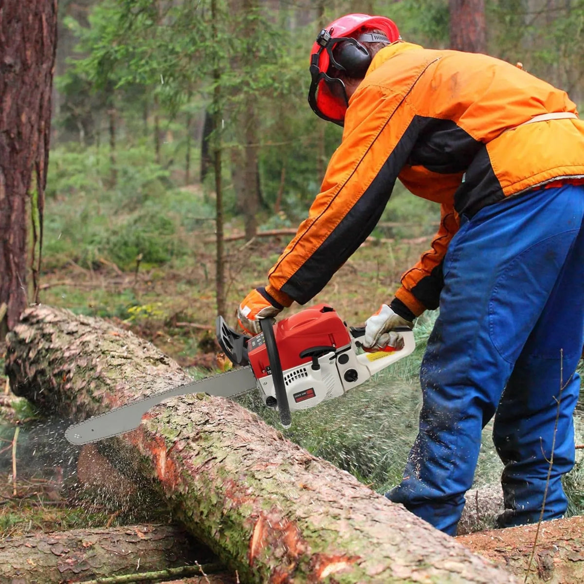 Portable Gas Powered Chainsaw for Tree and Wood Cutting