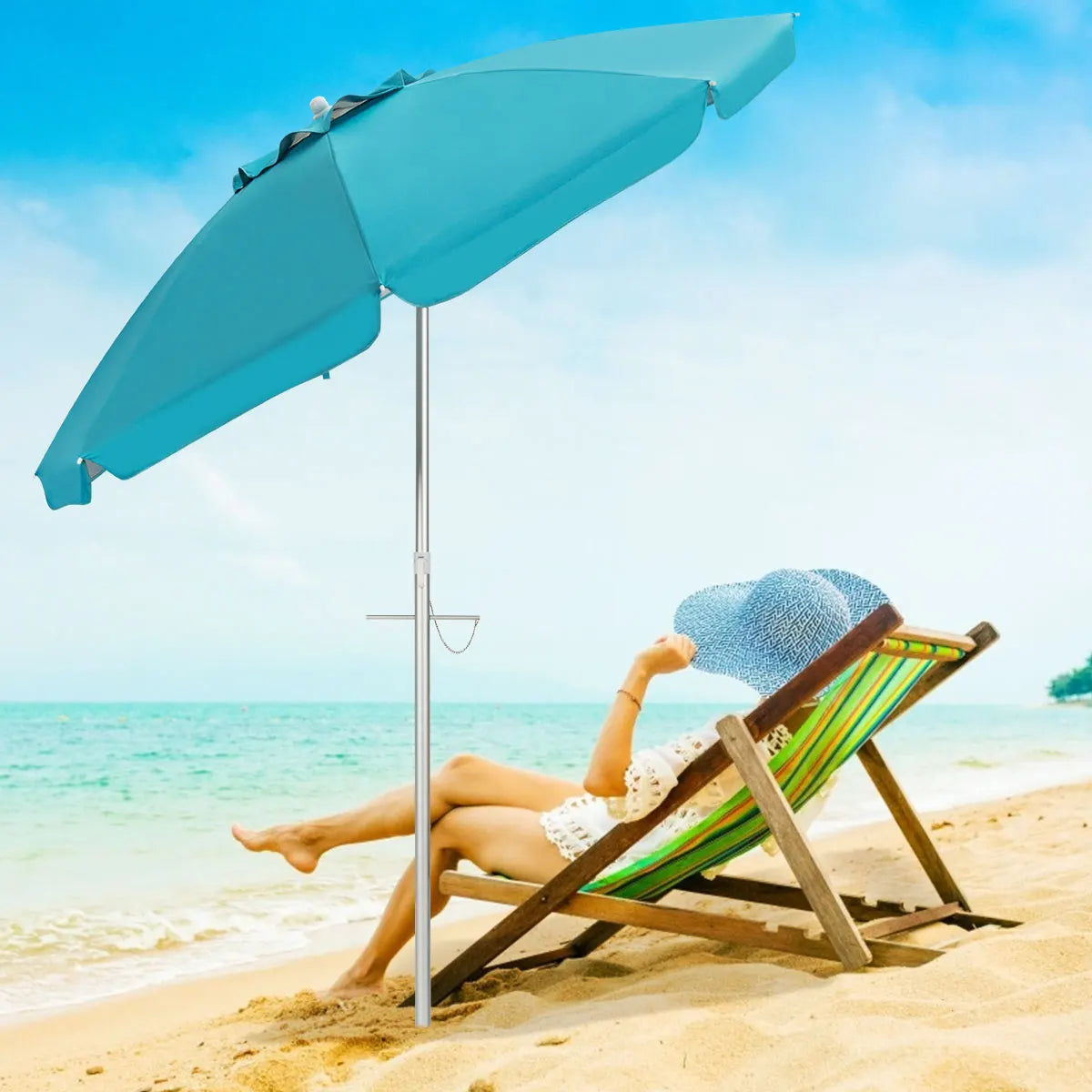 HOMASIS Patio Umbrella Sun Shade Tilt Aluminum Portable Carry Bag