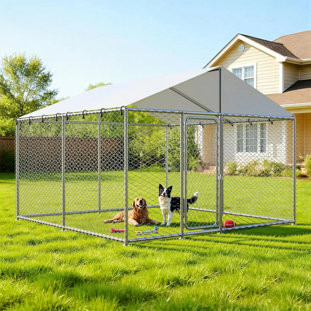 XIUWO Heavy Duty Outdoor Dog Kennel With Lockable Weatherproof Cover