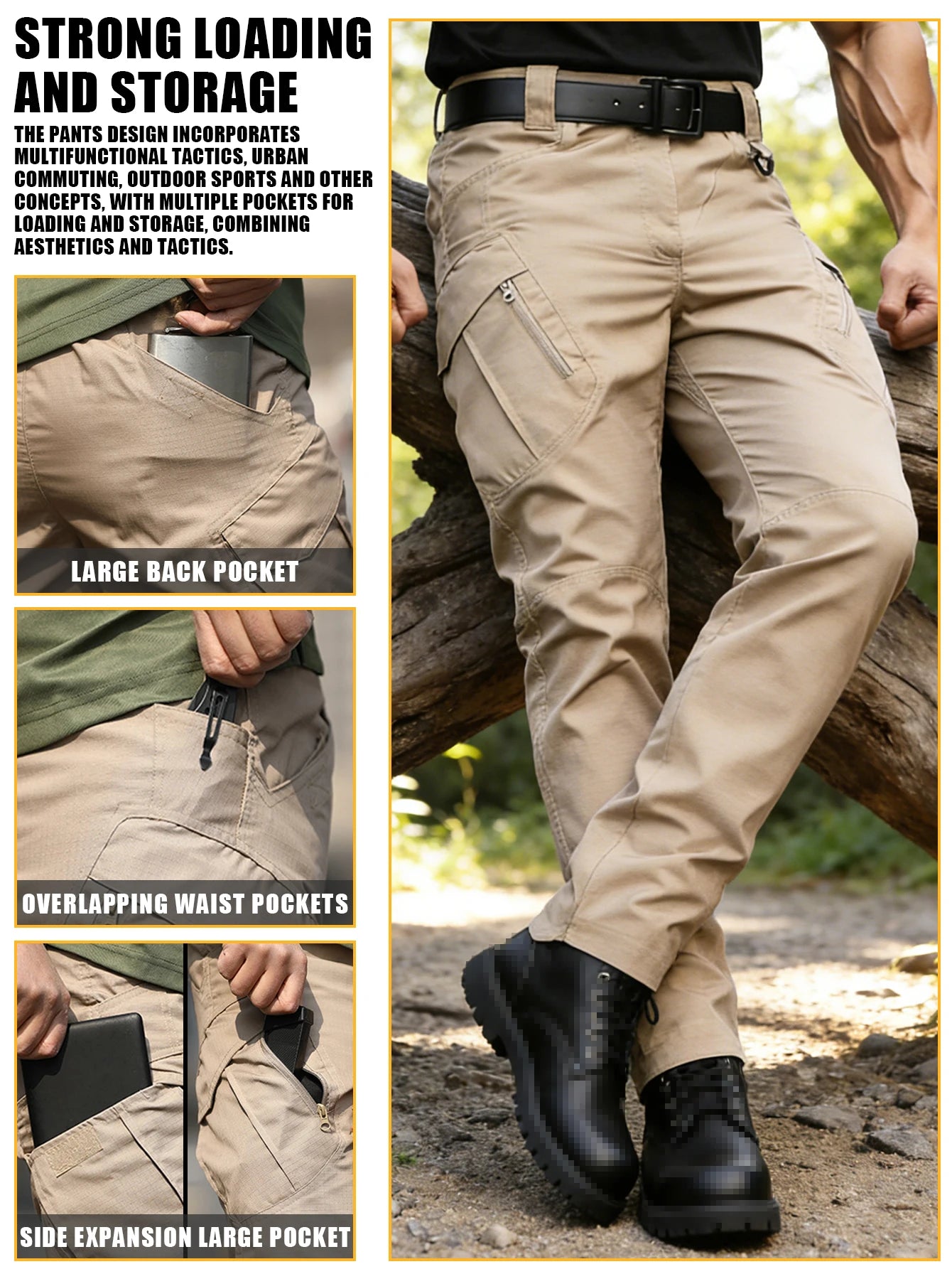 Tactical Cargo Pants For Men, Ripstop Water Resistant