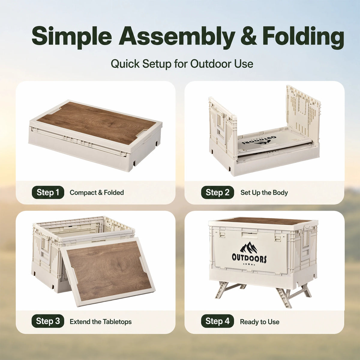 Portable Folding Camping Table With Built In Storage Box