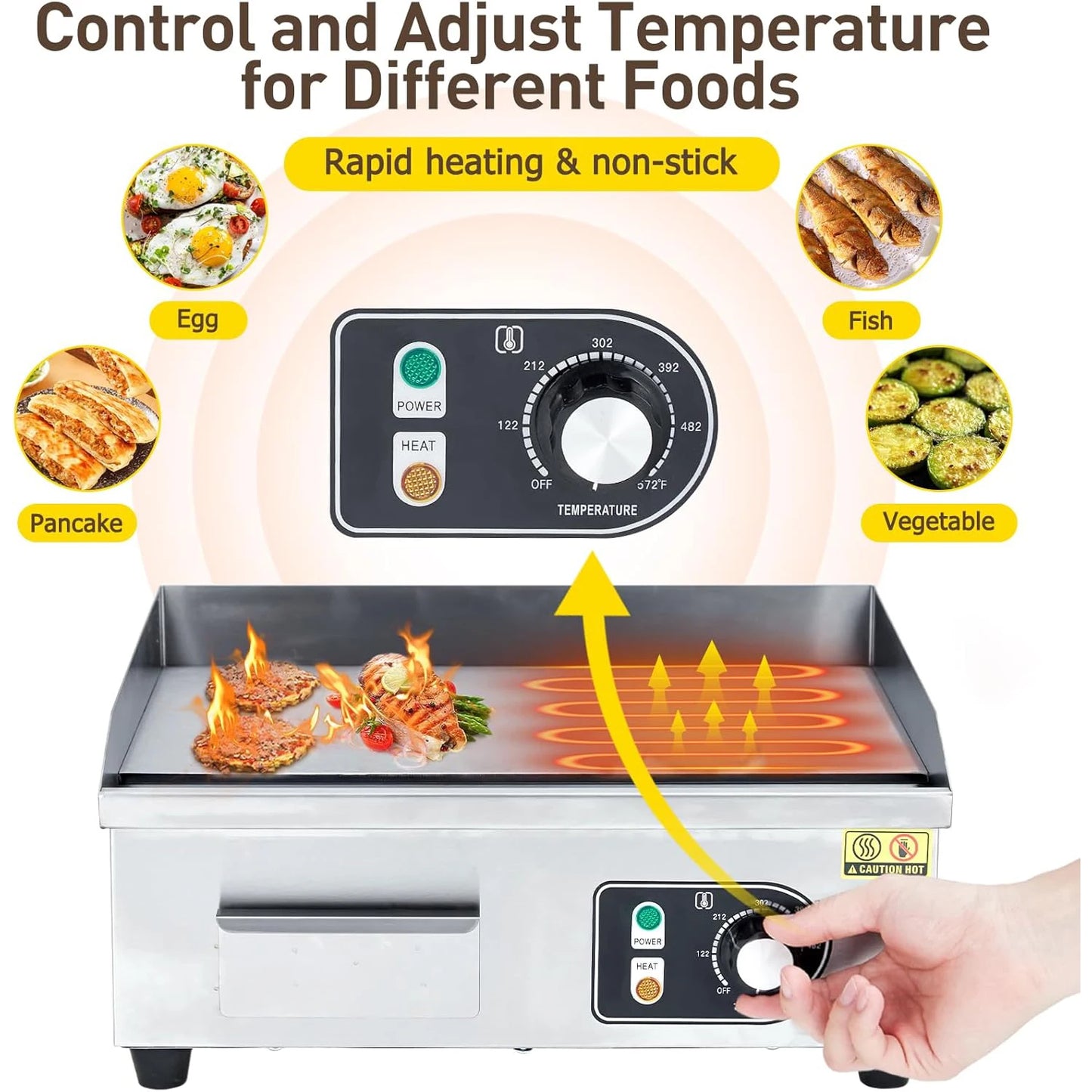 HiMISS Electric Griddle Outdoor Cooking With Adjustable Temperature