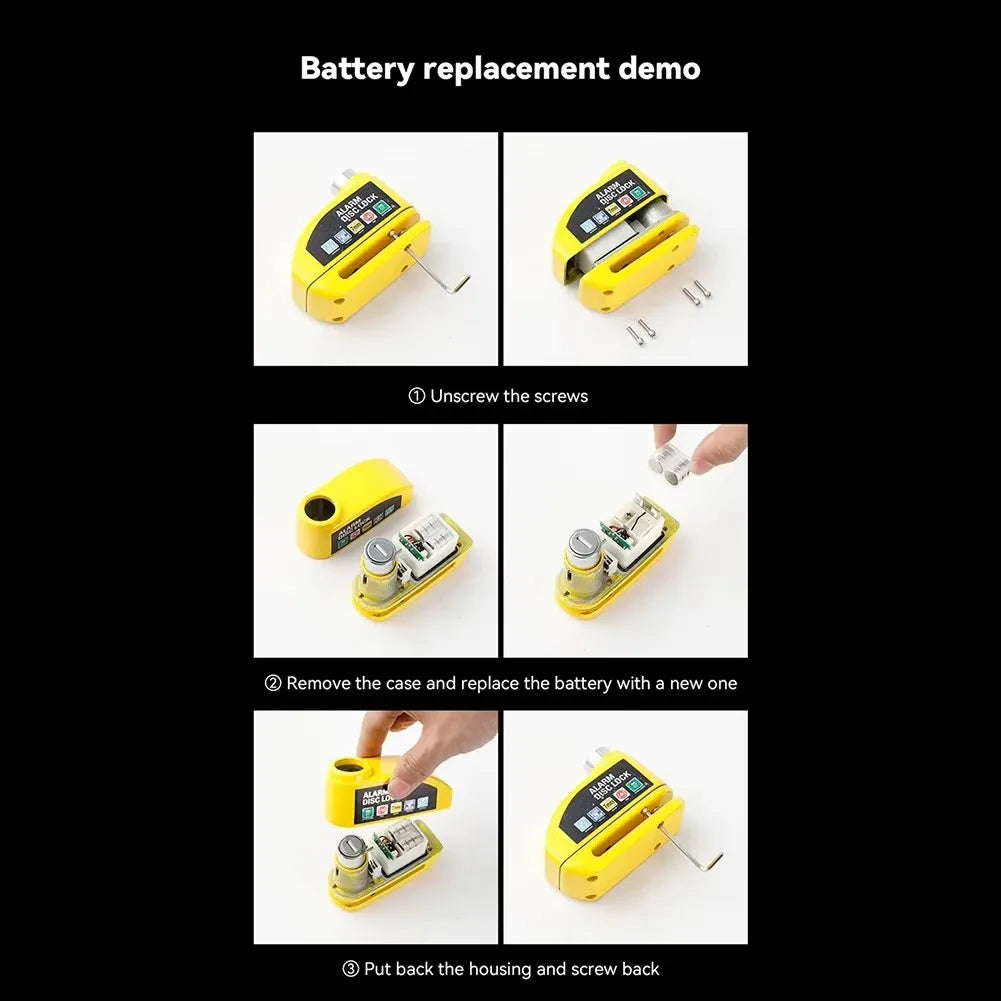 Motorcycle Disc Lock Alarm 130dB Anti Theft Padlock Waterproof