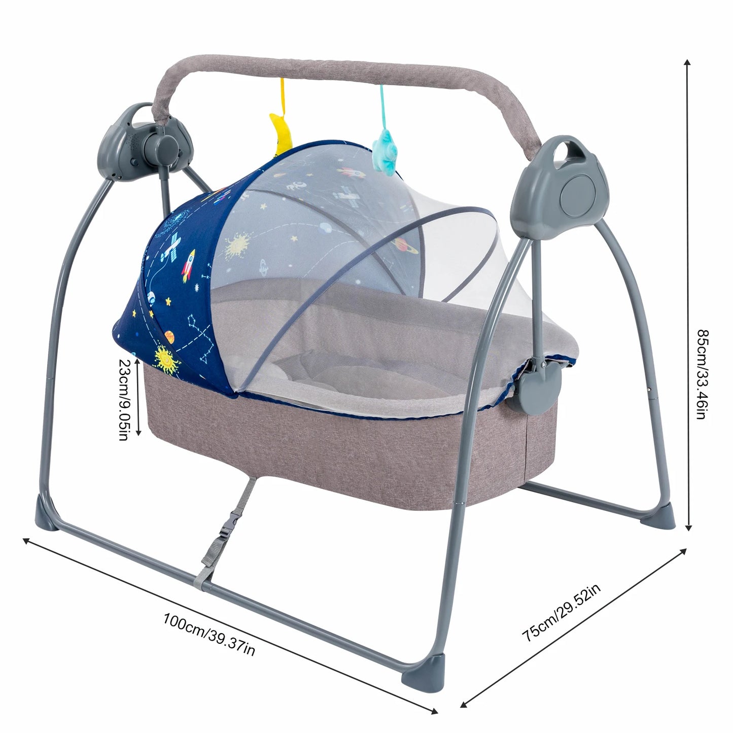 Bymaocar Electric Baby Cradle Swing With Remote Control 5 Speeds