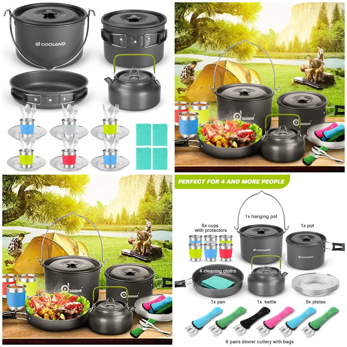 Odoland Nonstick Camping Cookware Set For Outdoor Adventure