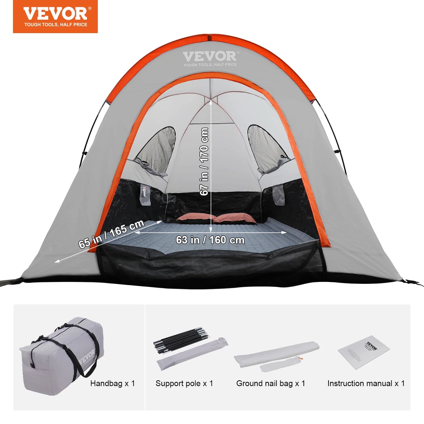 Double Layer Waterproof Pickup Truck Tent With Rainfly Bag