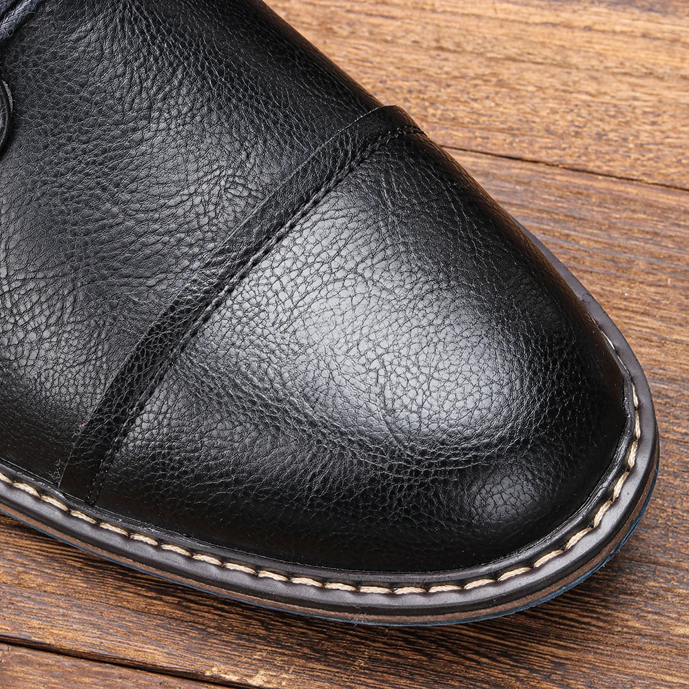 Hecrafted Men's Classic Leather Boots With Zipper Ankle