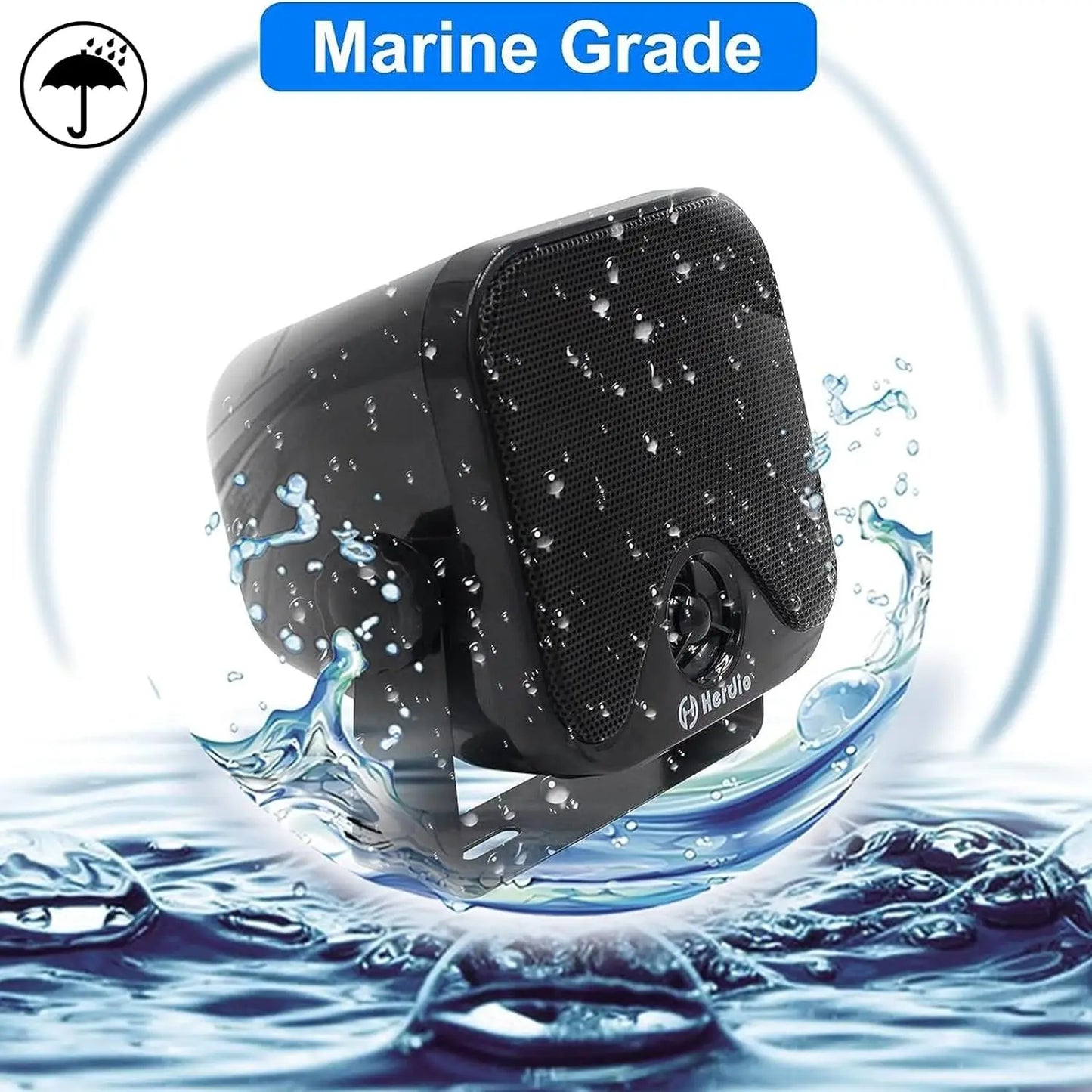 Herdio Waterproof Marine Speakers 100W Outdoor Audio System
