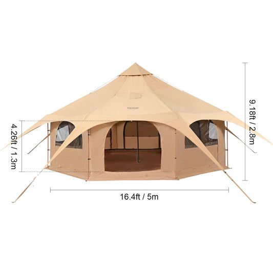 SucceBuy Canvas Bell Tent For Camping 4 Seasons Breathable Shelter