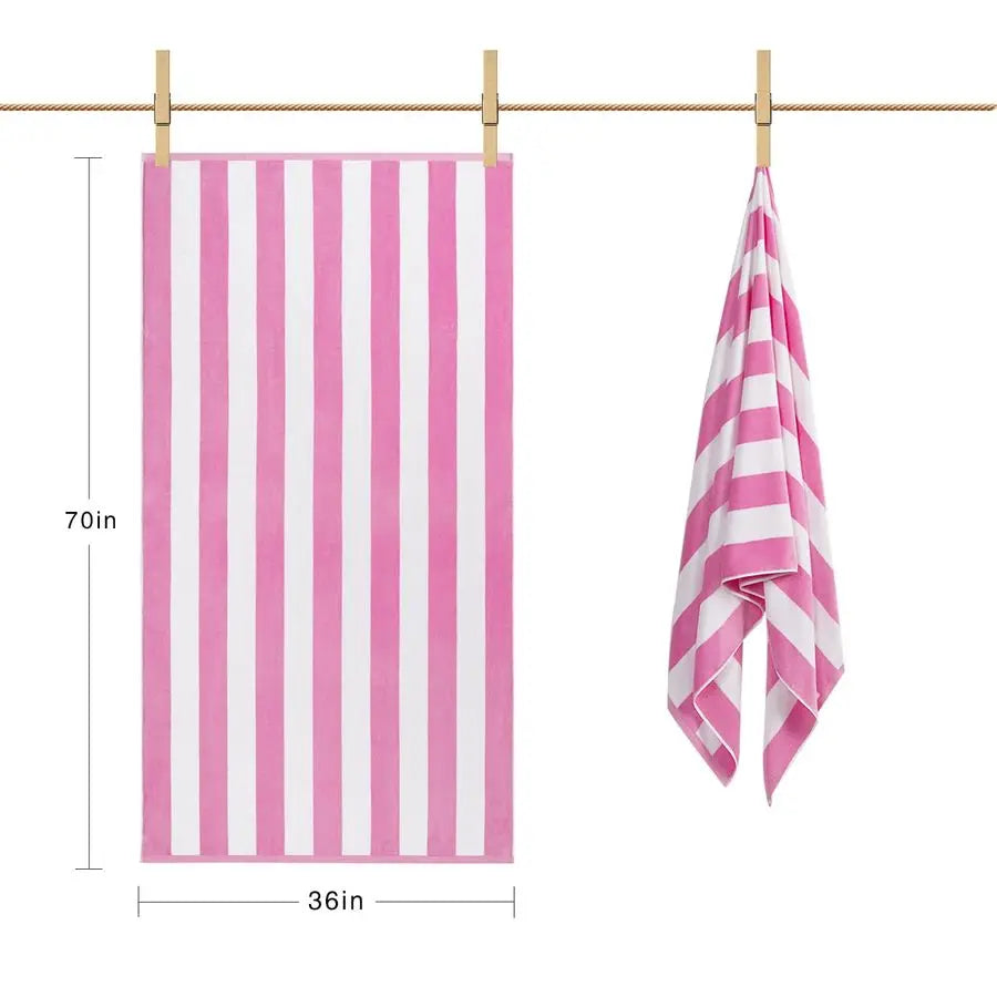 100 Percent Cotton Striped Beach Cabana Towel For Adults