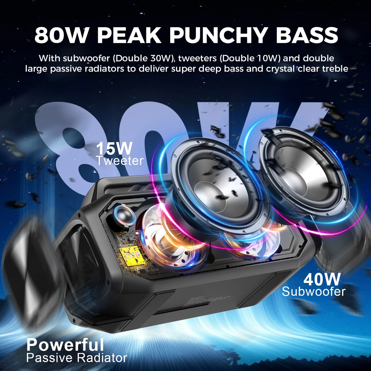 W-King BT261-2 Portable Bluetooth Speaker With Bass Boost