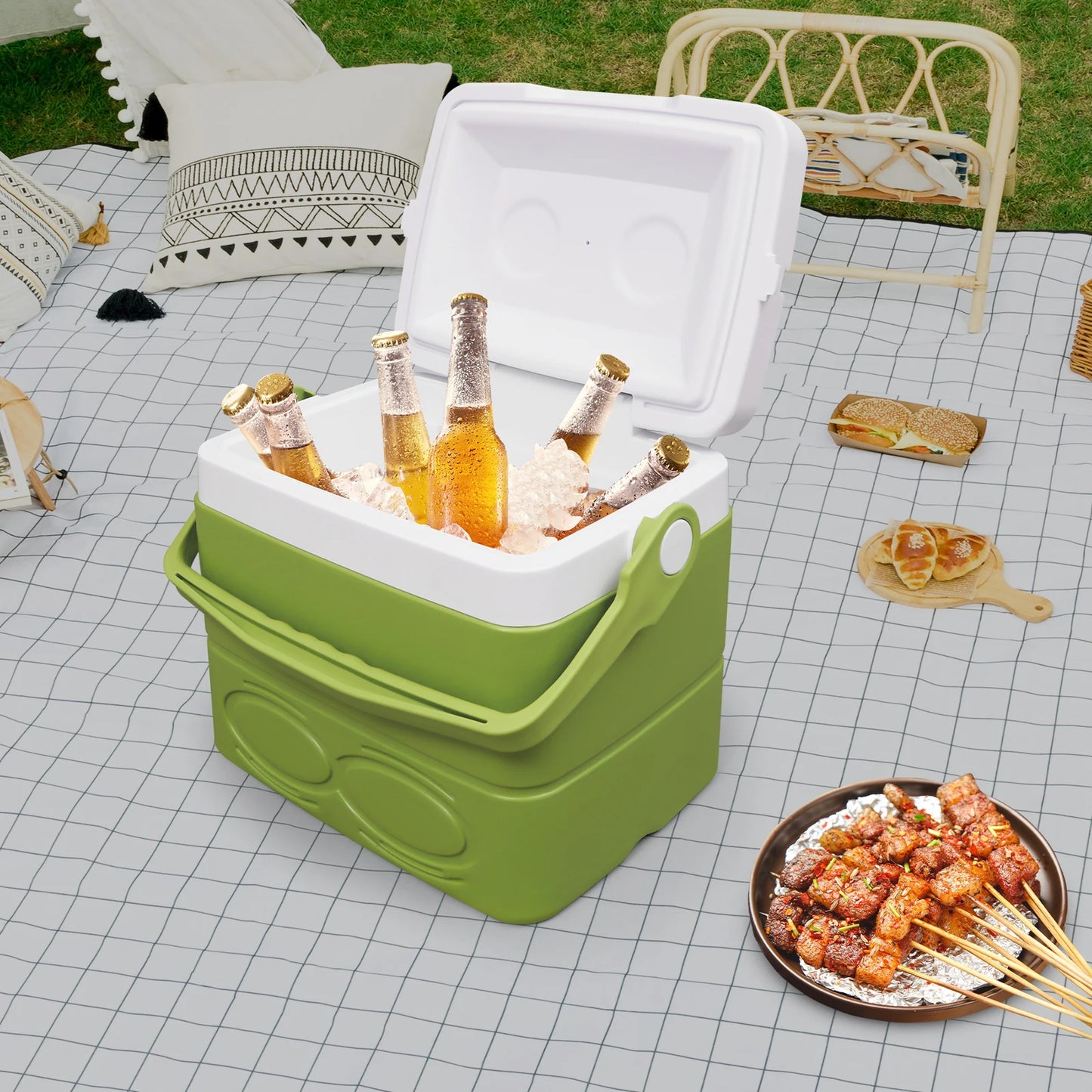 8.5L Cooler Box Outdoor Camping Picnic Car Portable Small Insulated Cooler Food Storage Box  Insulated Cooler with Handle