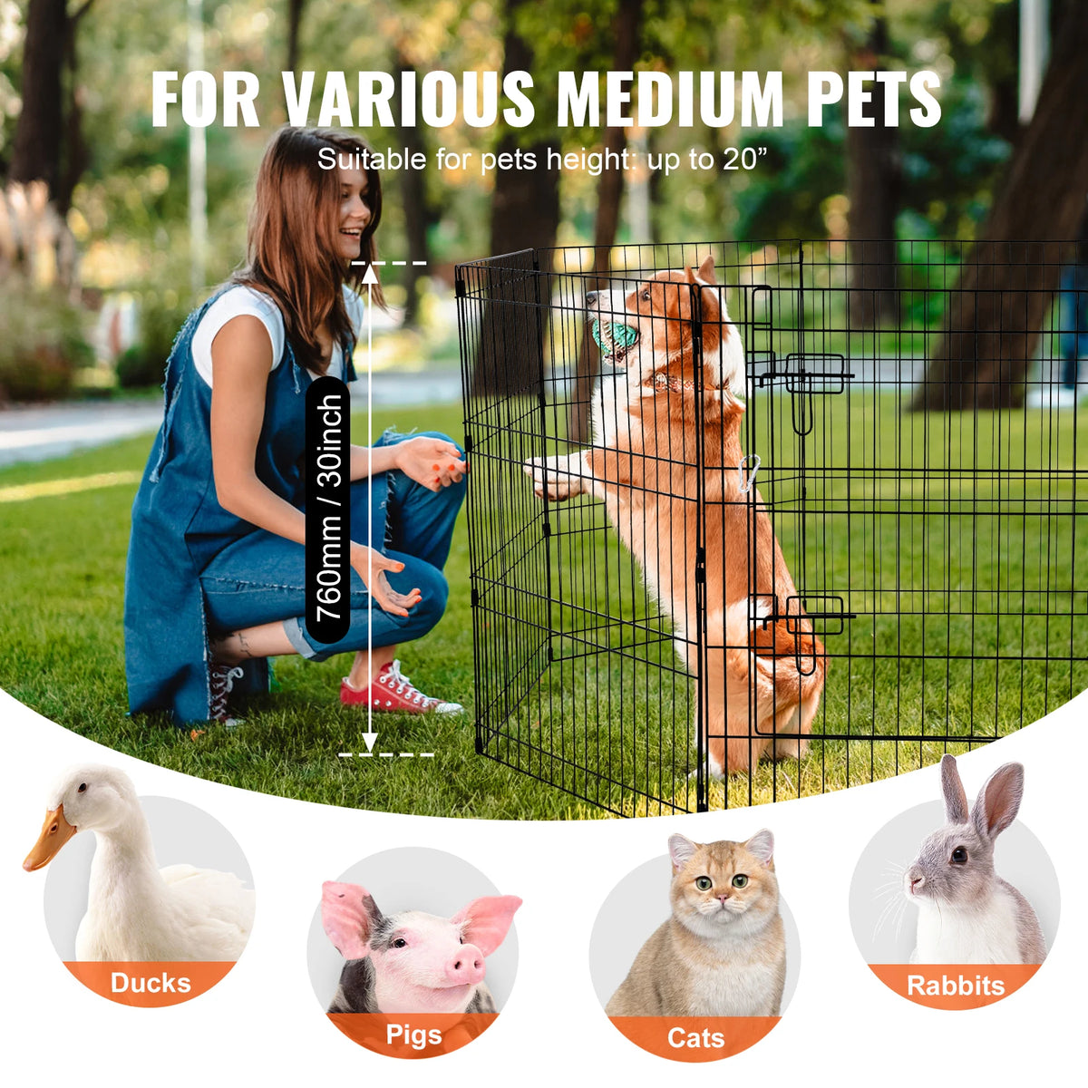 VEVOR Foldable Metal Dog Playpen With Oxford Fabric Top Cover