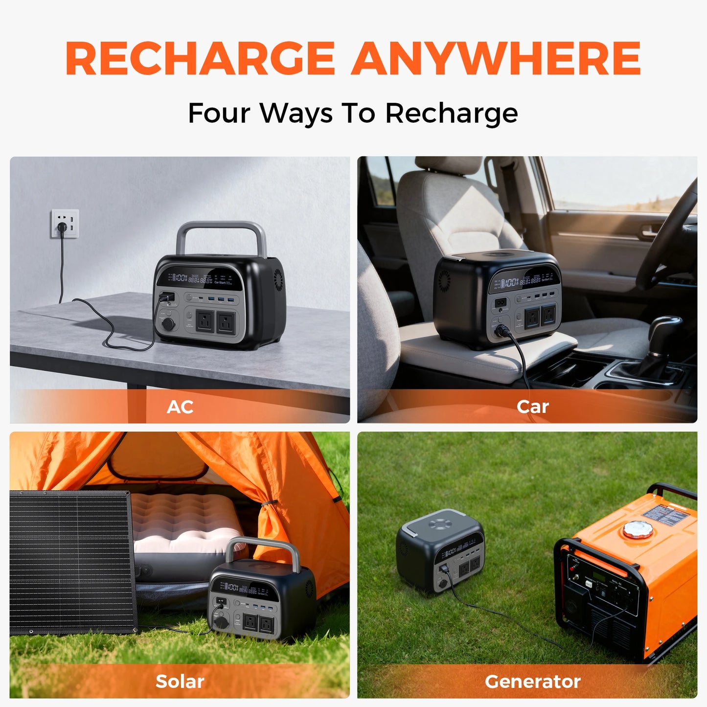 CTOLITY 500W LiFePo4 Portable Power Station Solar Generator Apower 400