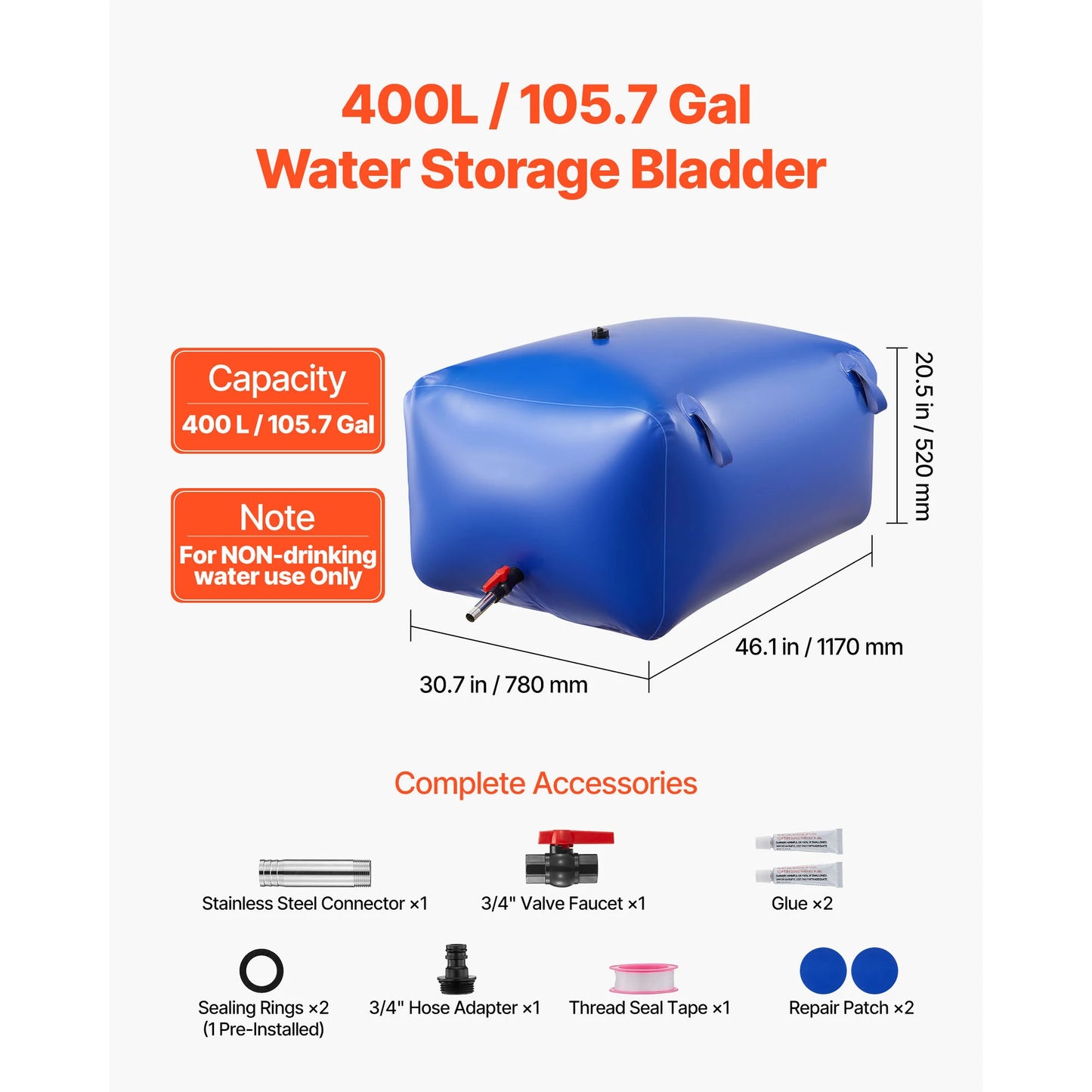 SucceBuy Water Storage Bladder TPU Portable Collapsible Water Bag