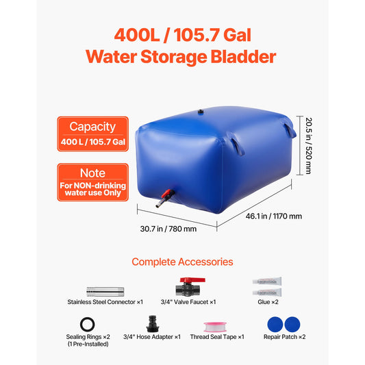 SucceBuy Water Storage Bladder TPU Portable Collapsible Water Bag