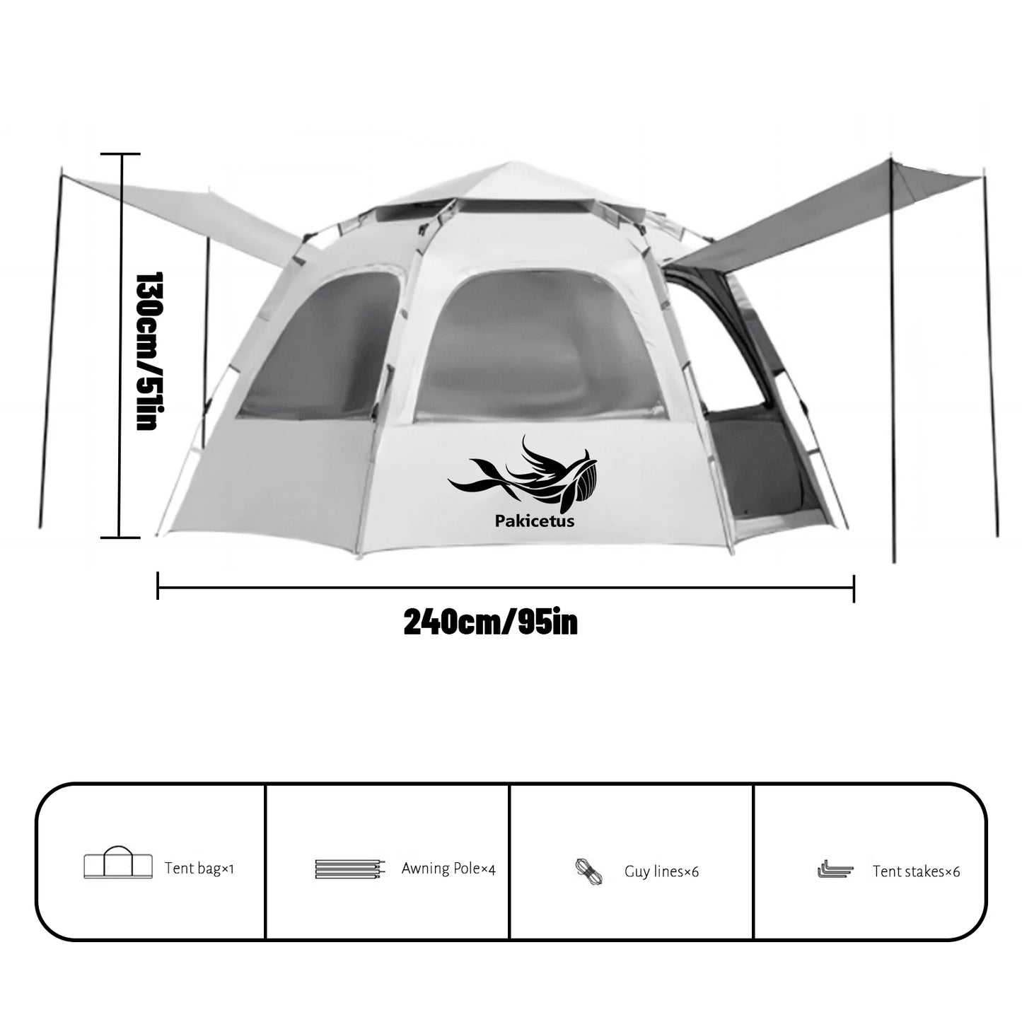 Pakicetus Spherical Hexagonal Camping Tent Quick Set Design Mesh Vent